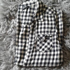 Flannel Checkered Long-sleeve Butt…
